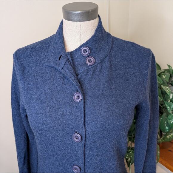 Toad&Co Navy Boiled Wood Lightweight Sweater Coat Size Small - Picture 3 of 9
